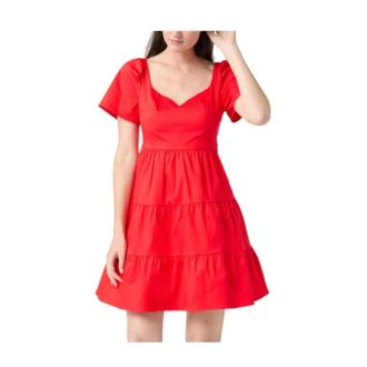 Nafnaf Korte Jurk - Dames - Korte kleedjes - Rood - M - Katoen - Kleedjes