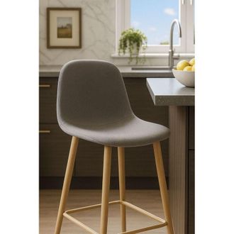 Regalos Miguel Taburetes Cocina - Taburete Teok Tela - Gris oscuro