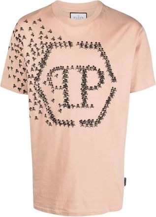 Philipp Plein Casual korte mouw beige T-shirt - Heren - T-shirts - Beige - 4XL - Tops