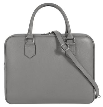 Cluty Aktentasche CLUTY, Damen, Gr. B/H/T: 35cm x 28cm x 13cm onesize, grau, Leder, leicht gl&auml;nzend, unifarben, Taschen Aktentasche, echt Leder, Made in Ita