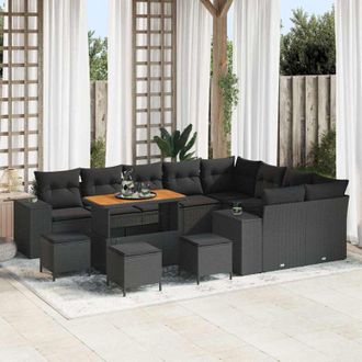 vidaXL Vidaxl - Conjunto De Sof&aacute; De Jard&iacute;n 13 Pcs Negro 110 X 55 X 71 Cm