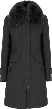 Peuterey Black Rakid Fox Fur Collar Long Down Jacket