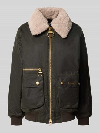 Barbour Regular Fit Bomberjacke aus reiner gewachster Baumwolle Modell MAXINE in Oliv, Gr&ouml;&szlig;e 42