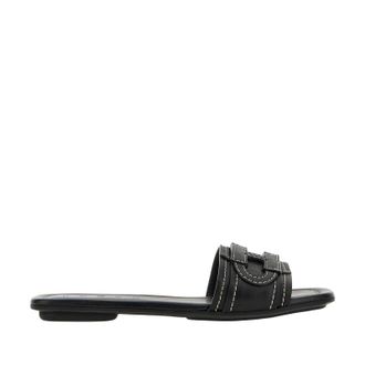 Hogan Black H685 Shearling Leather Slides