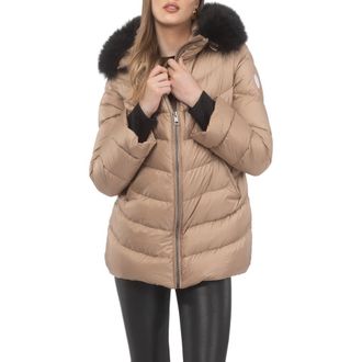 Gorski Apres-Ski Jacket With Detachable Toscana Hood Trim in Camel/black at Nordstrom, Size Medium