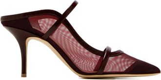 Malone Souliers 70 mm doorzichtige mesh muiltjes met puntige neus - Rood