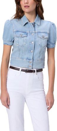 Paige Kendra Short Sleeve Crop Denim Jacket in Glide at Nordstrom, Size Xx-Small