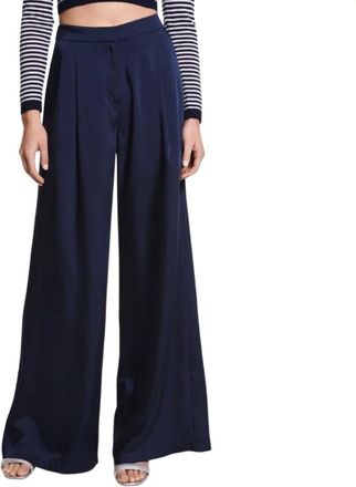 Michael Kors Wijde Pijpenbroek van Satijn - Dames - Broeken - Blauw - Maat: 3XS Satijn