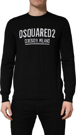 Dsquared2 Black Logo Knitted Crew Neck Men Pullover Mens Sweater