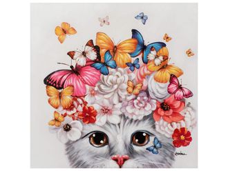 Schubiger M&ouml;bel Bild K&auml;tzchen mit Blumenper&uuml;cke