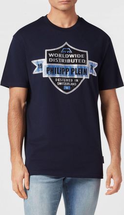 Philipp Plein T-shirt in cotone con logo ricamato e strass