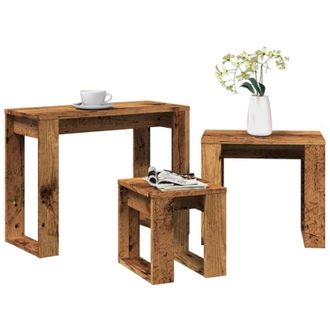 vidaXL Vidaxl - Nido di Tavoli 3 pz Legno Antico in Legno Multistrato
