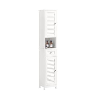 SoBuy Sobuy - Armario Para Ba&ntilde;o Alto Mueble Columna De Ba&ntilde;o Estanter&iacute;as De Ba&ntilde;o-2 Puertas Y 1 Caj&oacute;n White Frg236-w Es