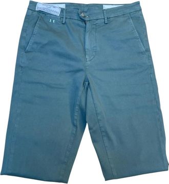 Sartoria Tramarossa Groene Katoenen Gabardine Broek - Heren - Korte Broeken - Groen - W33 - Katoen - Korte Broeken