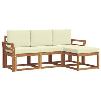 vidaXL Conjunto De Sof&aacute;s De Exterior Con Coj&iacute;n 4 Pcs Natural Y Crema Vidaxl