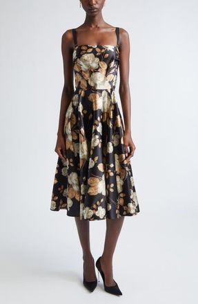 Dolce & Gabbana Rose Print Stretch Satin Charmeuse Dress in Hn5Qq Rose Vintage F.nero at Nordstrom, Size 10 Us