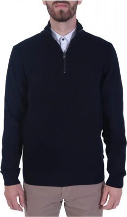 HUGO BOSS Madan Half-Zip Knit - Heren - Coltruien - Blauw - 3XL - Katoen - Truien & Vesten
