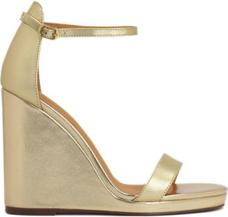 Kazar Gouden leren sandalen op een platformhak - Dames - Sleehakken - Geel - 40 EU - Leer - Schoenen