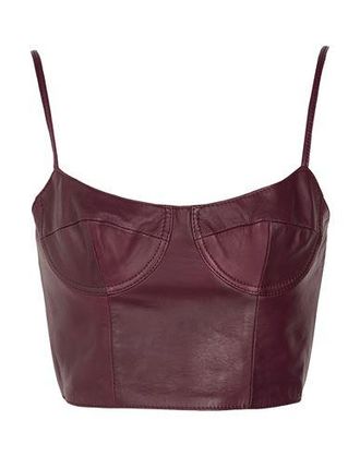 8 by YOOX LEATHER BODYCON CROP TOP