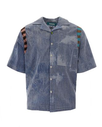 Barrow Bowling Collar Shirt with Micro-Checkered Pattern