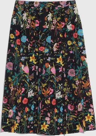 Gucci Printed Silk Midi Skirt, Black, Ready-to-wear