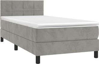 vidaXL Vidaxl - Cama Box Spring Con Colch&oacute;n Terciopelo Gris Claro 100x200 Cm
