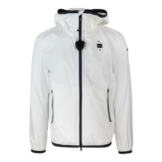 Blauer Light Jackets, male, White, Size: XL White Zippered Hooded Jacket