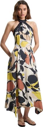 Karen Millen Petite Abstract Print Halter Maxi Dress in Multi at Nordstrom, Size 10