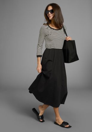 Laura Scott 2-in-1-Kleid LAURA SCOTT, Damen, Gr. 34, N-Gr, schwarz-weiss (schwarz, wei&szlig;, gestreift), Single Jersey, Obermaterial: 100% Baumwolle, geringelt, gestr