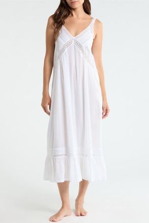 Nordstrom Peached Cotton Lawn Nightgown in White at Nordstrom, Size X-Large
