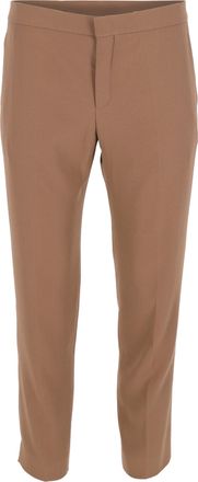 Chlo&eacute; Chlo&eacute; middelhoge taille rechte broek van bruine wol