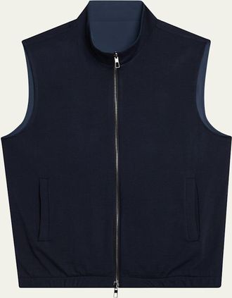 Loro Piana Mens Microfiber/Wool Reversible Zip Vest