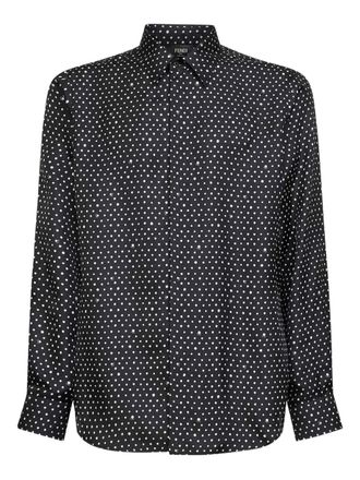 Fendi button dots print shirt - men - Silk - 41 - Black