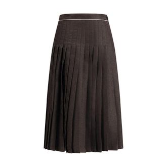 Burberry Brown Silk Midi Womens Skirt
