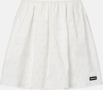 Miu Miu Cotton and linen-blend poplin miniskirt