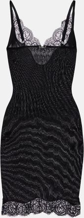 Saint Laurent Abito sottoveste in jersey di seta con pizzo