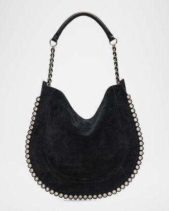 Isabel Marant Oskan Studded Soft Suede Hobo Bag