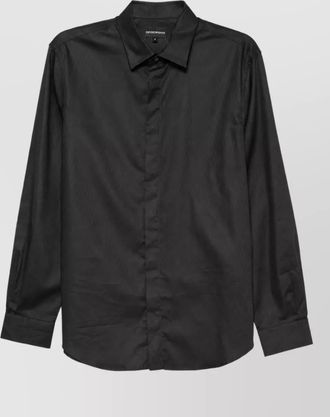 Emporio Armani cotton monogram-pattern long-sleeve shirt