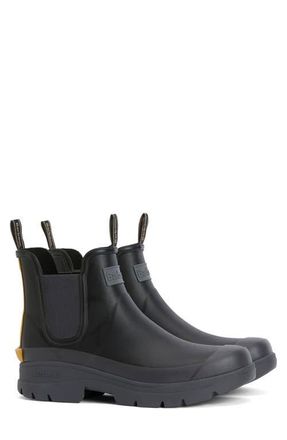 Barbour Nimbus Chelsea Rain Boot in Black/Ochre at Nordstrom, Size 11