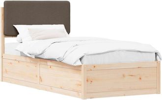 vidaXL Estructura De Cama Con Cabecera Tapizada Taup&eacute; 90 X 190 Cm Vidaxl