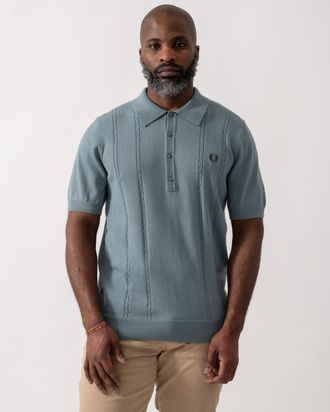 Fred Perry Mens Polo Shirt in Marine Wool - Size X-Large
