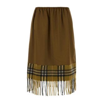 Burberry Midi Skirts, female, Brown, Size: XS Biscuit Satin Skirt