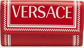 Versace Red/white Leather Logo Flap Continental Wallet