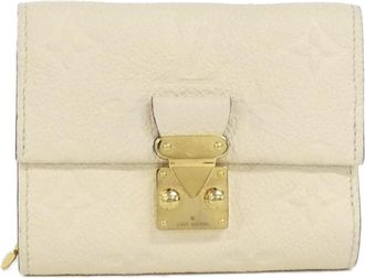 Louis Vuitton Monogram Empreinte Beige Leather Wallet (Tri-Fold) (Pre-Owned)