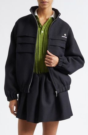 Shushu/Tong Oversize Tuck Hopsack Track Jacket in Navy Blue at Nordstrom, Size 6 Us