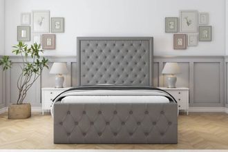 Sloomy Vienna Dumfries Special Bed Frame. With 50 Upholstered Headboard in Light Grey | Size: Small Single
