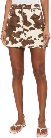 Daze Malibu Mini Mid Waist Mini Skirt Womens Skirt Spotted : 33, Cotton/Spandex