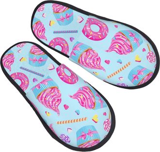 Generic Warm Slipper Cupcakes Donuts Sprinkles Home Slipper Non-Slip Fluffy Slippers Breathable Scuff Slippers For Bedroom Travel Hotel M