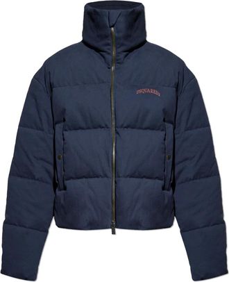 Dsquared2 Pufferjack met logo - Heren - Gewatteerde jassen - Blauw - L - Katoen - Jassen
