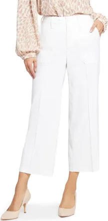 NYDJ Linen Blend Crop Wide Leg Pants in Optic White at Nordstrom, Size 00